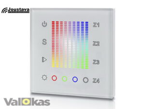 Valkoinen RGBW sääädin jolla vaihdat helposti värejä ja himmennät valoja. 230 Vac. Joustava sarjan langaton kosketuspaneelisäädin. Tuote SR2831WAC